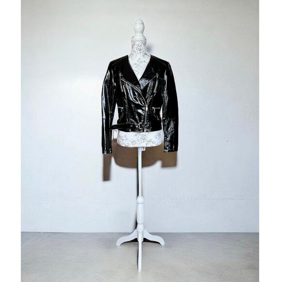 LA Coalition Jackets & Blazers - New LA Coalition Black Vegan Patent Leather Motorcycle Jacket Size Small